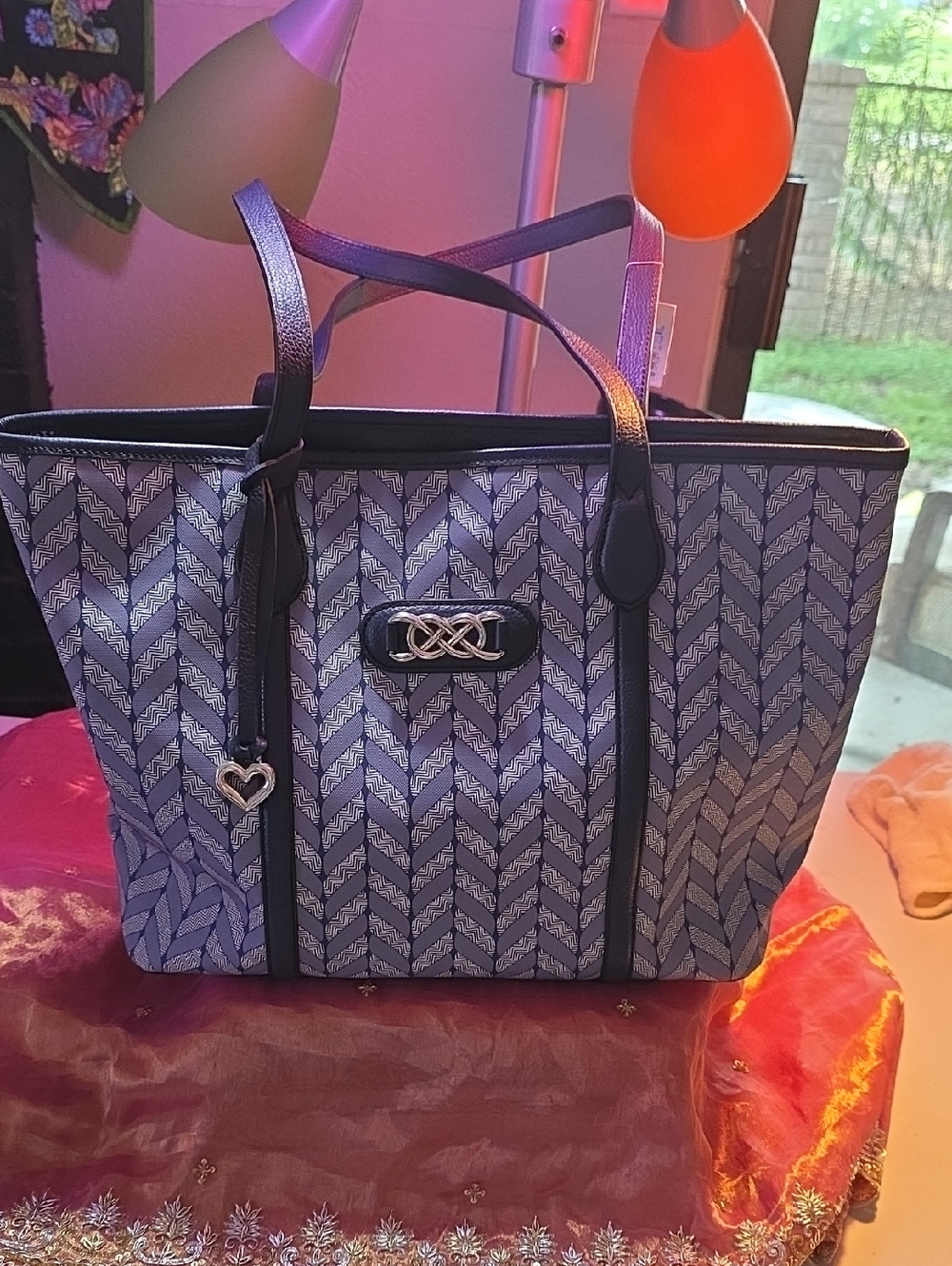 Brighton Roomey Tote Blue Grey Leather